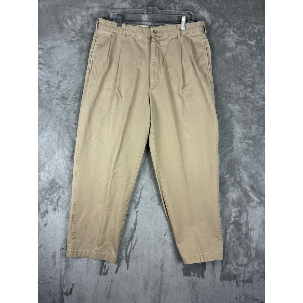 Polo Ralph Lauren Mens Pleated Chino Pants Tan Khaki 100% Cotton 36x30 Relaxed